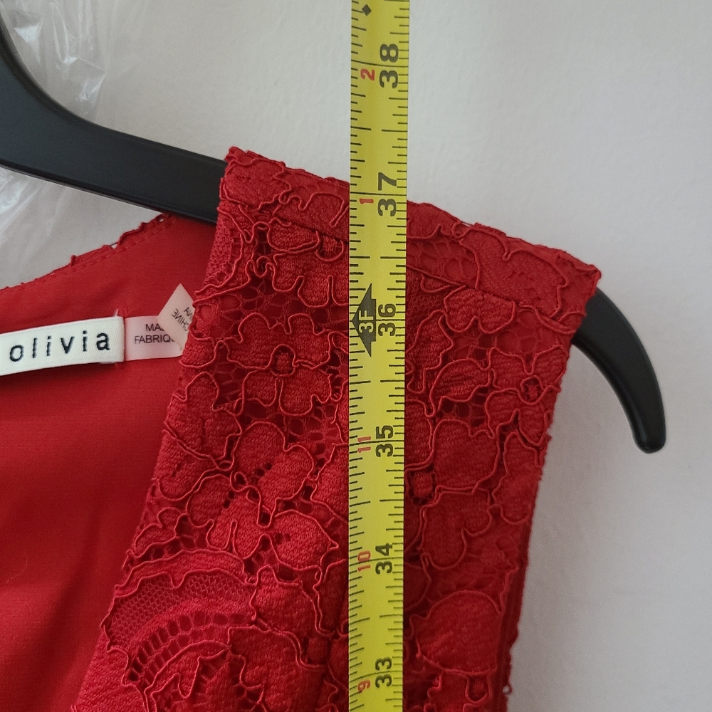 Alice + Olivia Kappa Lace A-line Dress Deep Ruby Red Sz 10 - Picture 13 of 13
